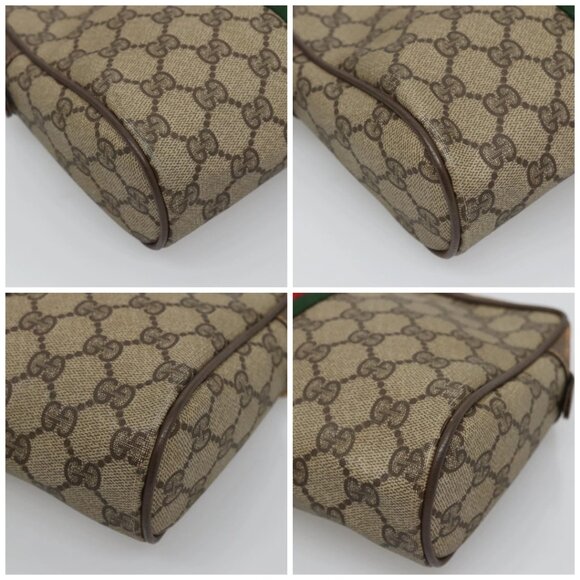 GUCCI GG Supreme Web Sherry Line Clutch Bag PVC Beige Red 56 01 012 Auth BA1131 - Picture 14 of 16
